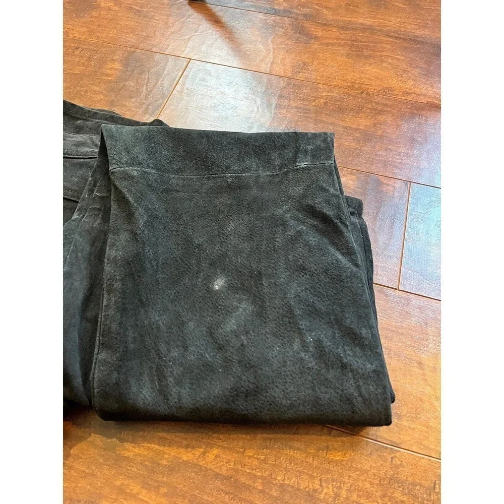 Vintage Jou Jou Skins Suede Leather Biker Y2K Slim Straight Pants Size 13/14